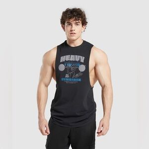 Gymshark Heavy Metal Drop Arm Tank Men’s L Black Slim Fit Gym Workout Tee